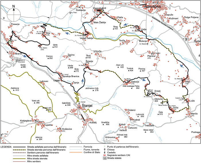 mappa dell'itinerario